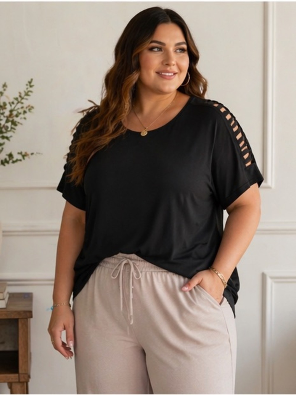 Michael Kors Black Plus Size Top 2X | Chic Everyday Luxe Tee | Closet Essential